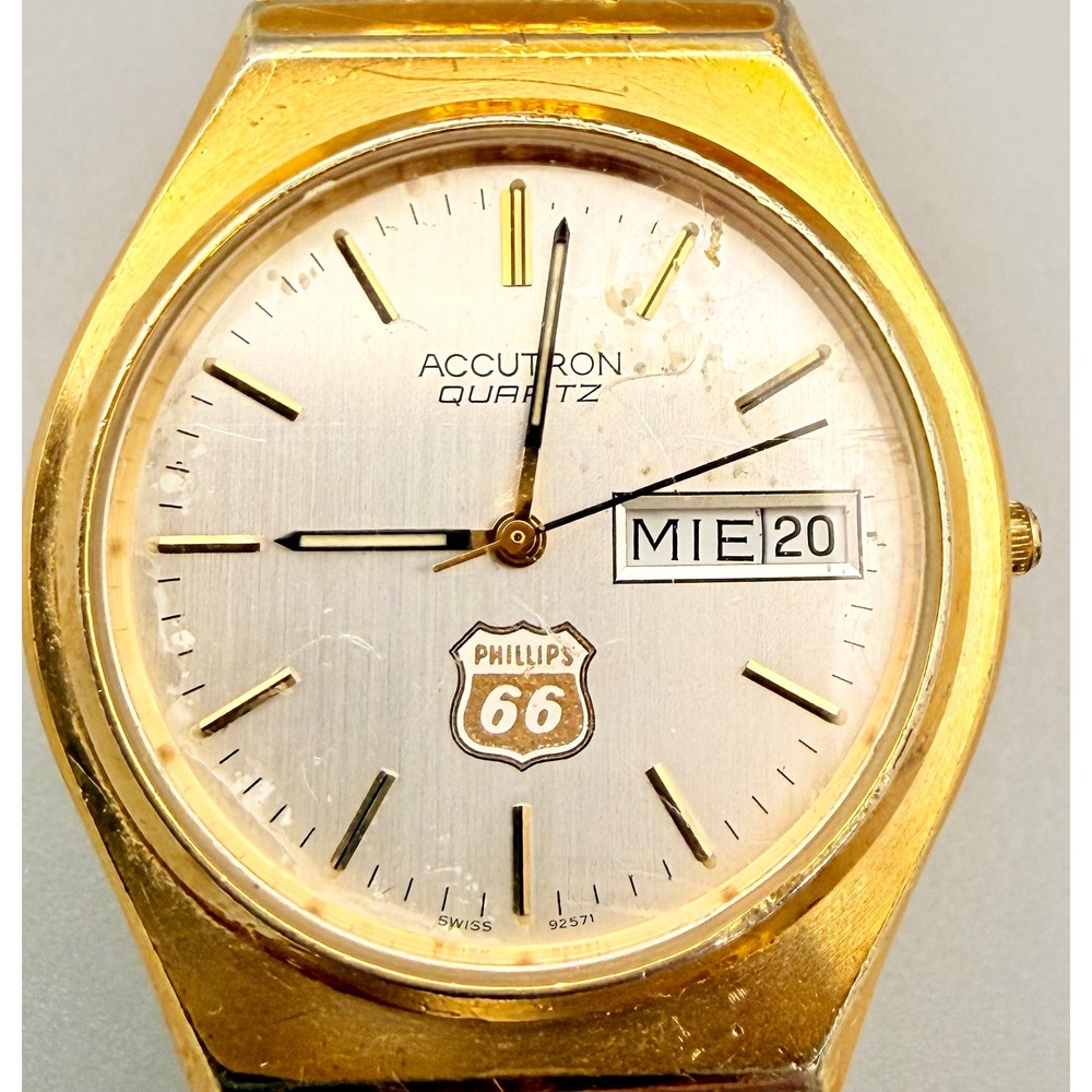 Vintage Accutron Quartz Phillips66 Service Award Watch 1987 Bulova Swiss running